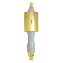 Picture of Tap Handle, Wood, Pub-Style with Shield White / Gold / Curved Vertical Rectangle