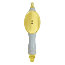 Picture of Tap Handle, Wood, Pub-Style with Shield White / Gold / Curved Oval