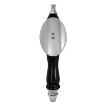 Picture of Tap Handle, Wood, Pub-Style with Shield Black / Silver / Curved Oval